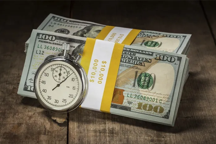 Framed Print : Time is money loan concept background