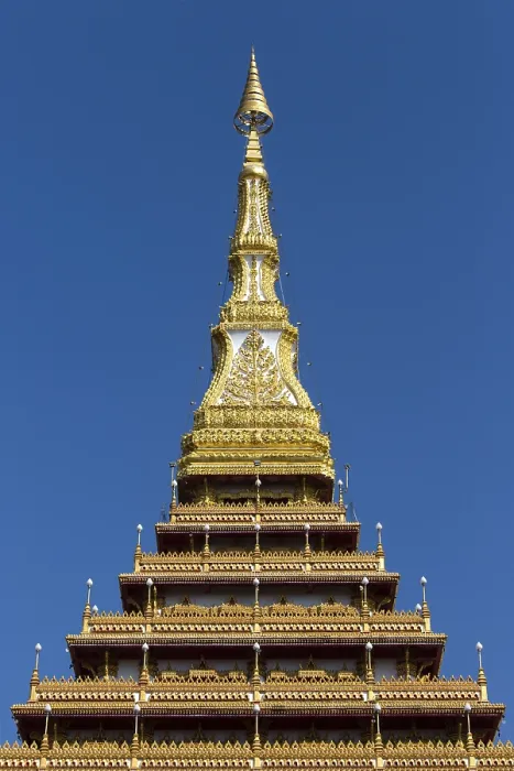 Framed Print : Tip of tip of nine-storey Stupa Phra Mahathat Kaen Kakhon