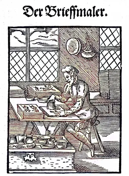 Framed Print : The title, Der Brieffmaler, the woodcut was created by Ammann Framed Print : The title, Der Brieffmaler, the woodcut was created by Ammann