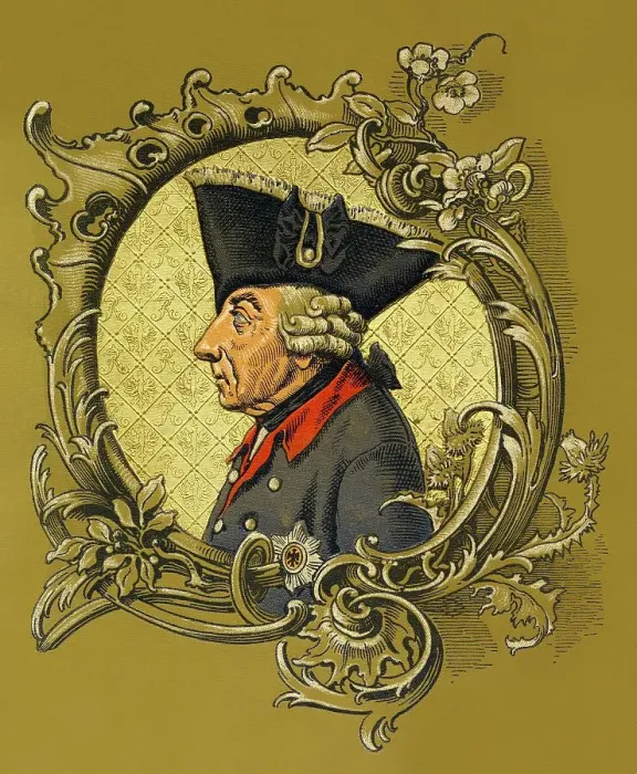 Framed Print : Title page of a book with Frederick the Great also known as Frederick II
