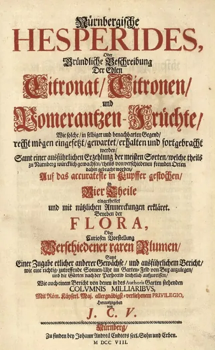 Framed Print : Title page, Nuernbergische Hesperides