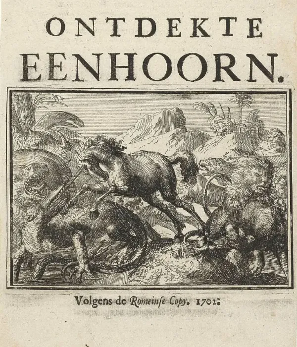 Framed Print : Title page for the pamphlet, The Discovered Unicorn