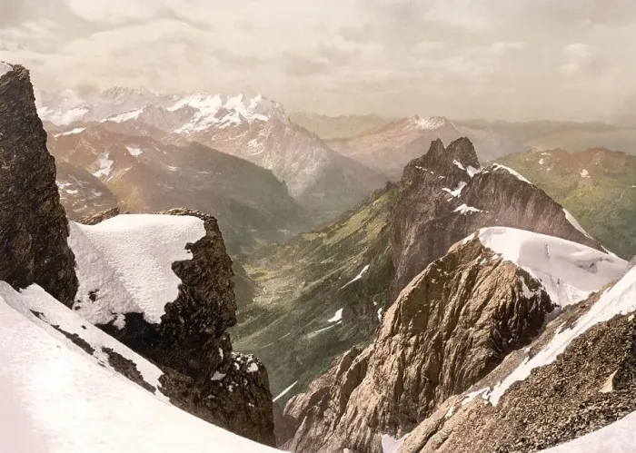 Framed Print : Titlis, Blick auf die Alpen, Berner Oberland