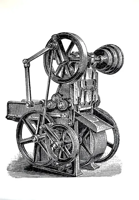 Framed Print : Tobacco processing machines 1890: Cutting machine Framed Print : Tobacco processing machines 1890: Cutting machine