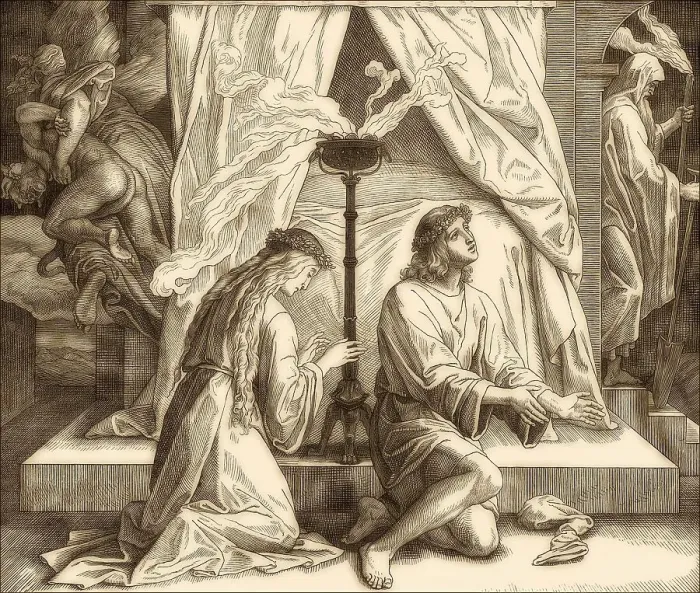 Framed Print : Tobias and Sara Pray, Old Testament