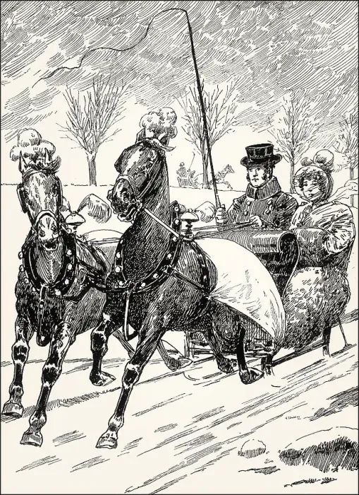 Framed Print : Tobogganing, scene from the novel Elective Affinities