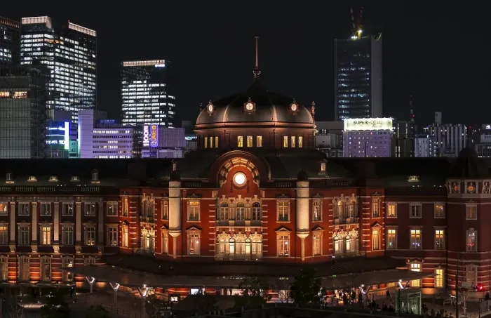 Framed Print : Tokyo Station at Night, Central Station
