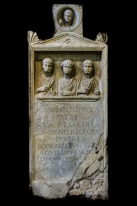 Framed Print : Tombstone of the Conelii family from the 1st century