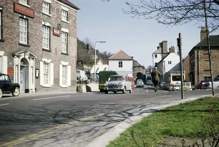 Framed Print : Tontine Hotel and Road, Ironbridge, Shropshire, England, UK 1972