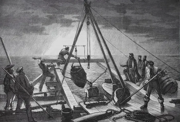 Framed Print : A torpedo is brought into position near Villau