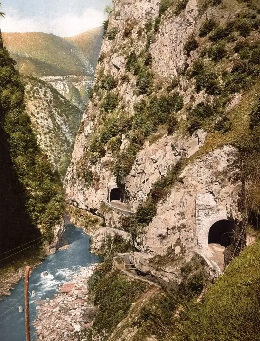 Framed Print : Toscolana Toscolano, Valley, roads and tunnels