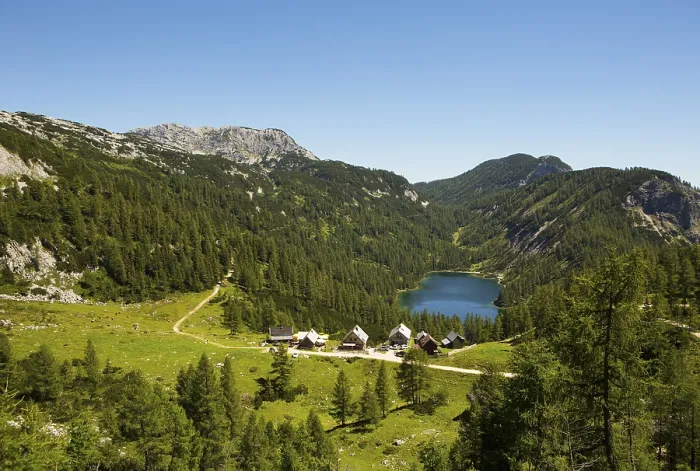 Framed Print : Totes Gebirge, Steirersee with alpine huts Framed Print : Totes Gebirge, Steirersee with alpine huts