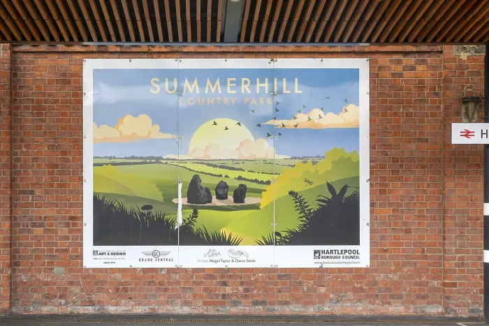 Framed Print : Tourism promotion billboard poster at railway station Framed Print : Tourism promotion billboard poster at railway station
