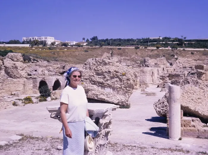Framed Print : Tourist exploring a Roman archaeological site in Tunisia, 1967 Framed Print : Tourist exploring a Roman archaeological site in Tunisia, 1967