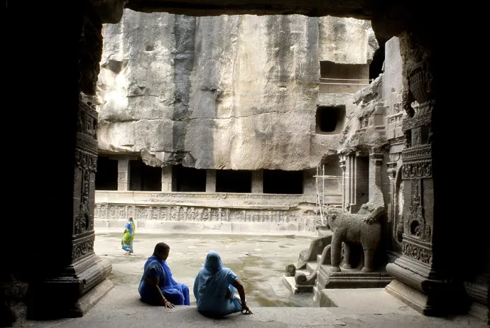 Framed Print : Tourist at Kailash temple, Ellora caves