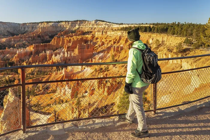 Framed Print : Tourist at Sunset Point, Bryce Canyon