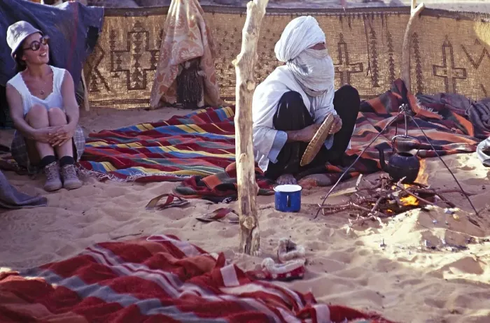 Framed Print : Tourist visit to Taureg nomadic camp tent, near Djanet, Algeria, North Africa 1973, Africa Framed Print : Tourist visit to Taureg nomadic camp tent, near Djanet, Algeria, North Africa 1973, Africa