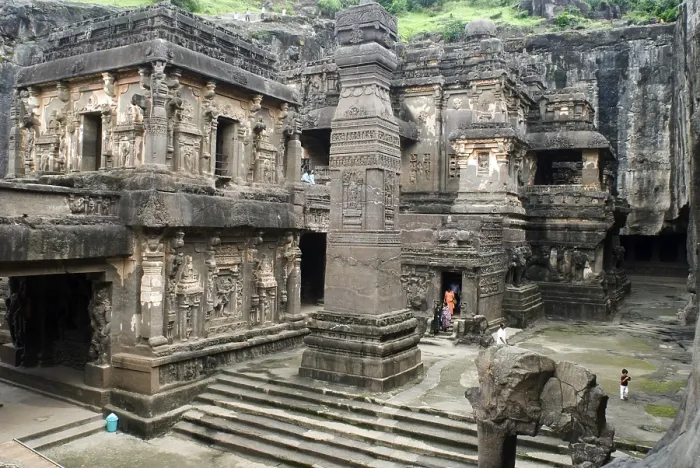 Framed Print : Tourists in Kailash temple at Ellora caves