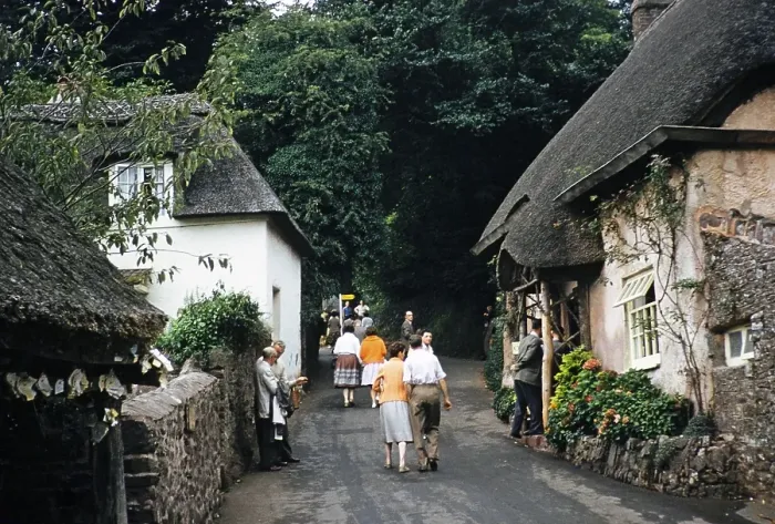 Framed Print : Tourists in the village of Cockington, Devon, England, United Kingdom, early 1960s, Europe