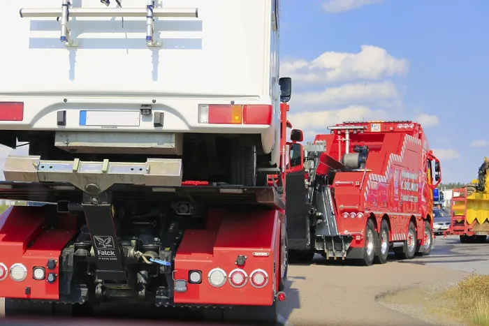 Framed Print : Tow truck carrying a camper van in truck convoy to Power Truck Show 2018 with other recovery vehicles Framed Print : Tow truck carrying a camper van in truck convoy to Power Truck Show 2018 with other recovery vehicles