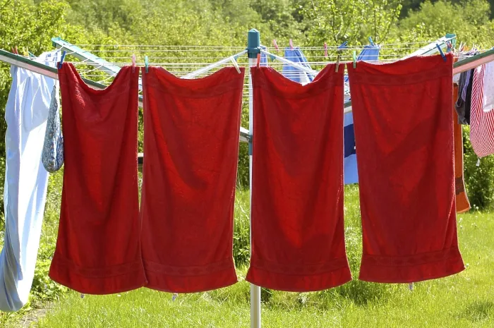 Framed Print : Towels on clothesline Framed Print : Towels on clothesline