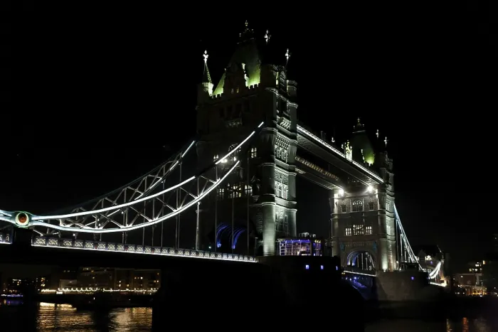 Framed Print : Tower Bridge brightly lit at night