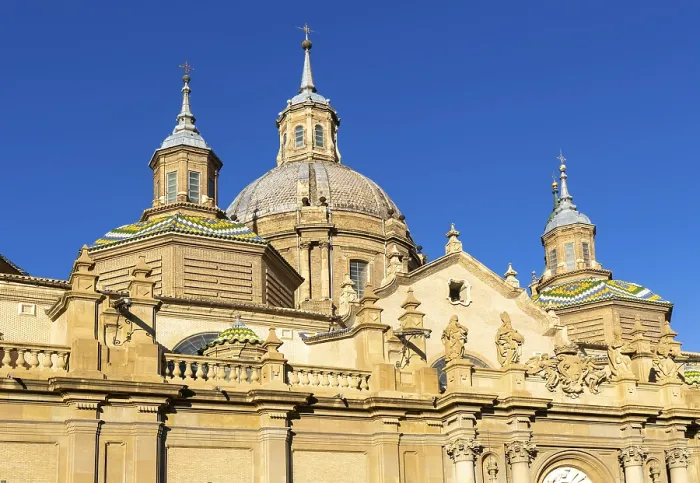 Framed Print : Towers and domes on roof of Basilica of Our Lady of the Pillar cathedral church