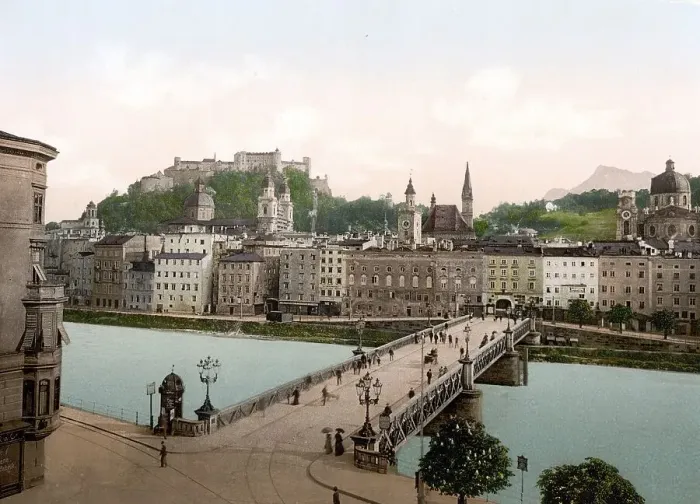 Framed Print : Town bridge, river Salzach, Salzburg