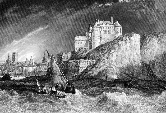 Framed Print : Town of Dieppe with castle on the English Channel Framed Print : Town of Dieppe with castle on the English Channel