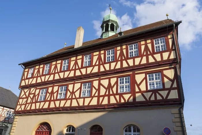Framed Print : Town hall, half-timbered construction Framed Print : Town hall, half-timbered construction