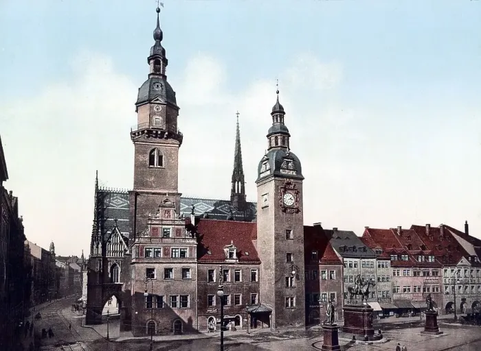 Framed Print : The town hall and the three monuments Framed Print : The town hall and the three monuments