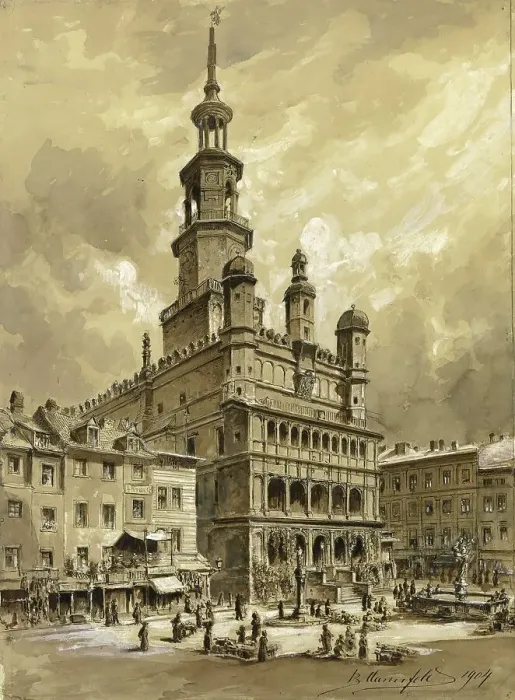 Framed Print : The Town Hall of Poznan in 1904 Framed Print : The Town Hall of Poznan in 1904