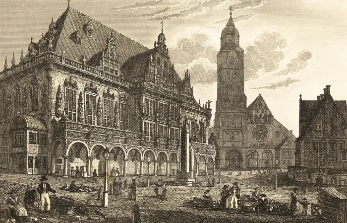 Framed Print : Town Hall, Roland am Marktplatz and the Romanesque St