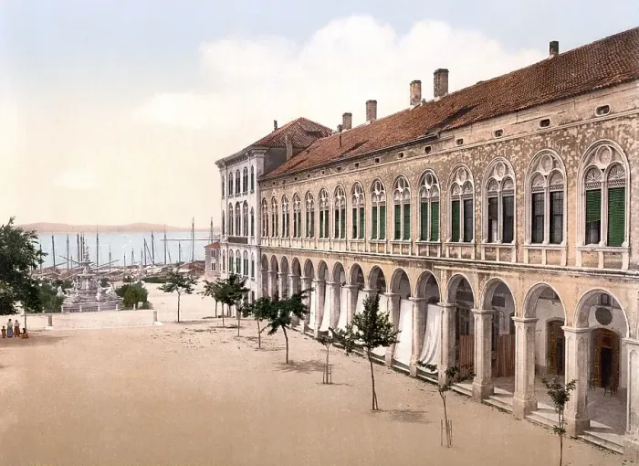 Framed Print : The town hall of Spalato, now Split, Dalmatia, Austro-Hungary, Austro-Hungarian Empire, Austrian-Hungarian Monarchy, today Croatia, Historical, around 1900, digitally restored reproduction from a 19th century original The hotel de Ville of Spalato