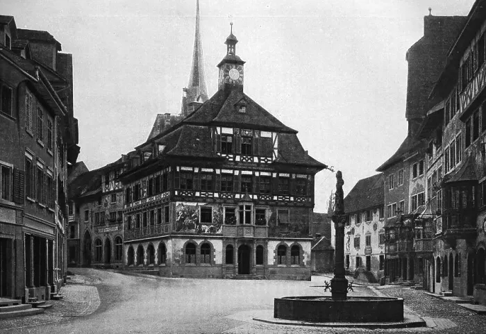 Framed Print : Town hall of Stein am Rhein, Schaffhausen Framed Print : Town hall of Stein am Rhein, Schaffhausen