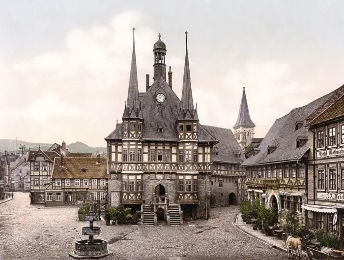 Framed Print : The Town Hall of Wernigerode in the Harz Mountains