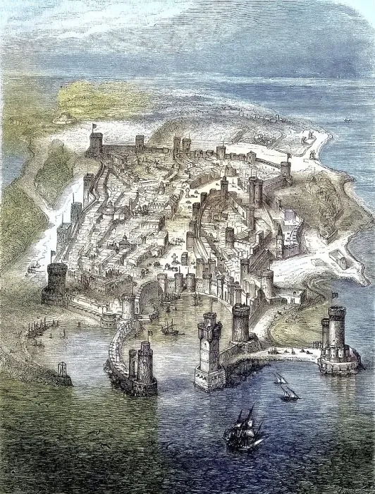 Framed Print : Town and harbour on the island of Rhodes