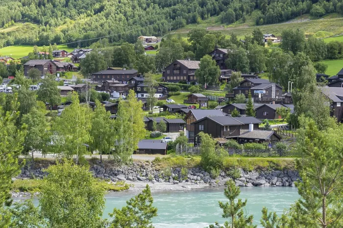 Framed Print : The town of Lom in central Norway is a popular travel destination