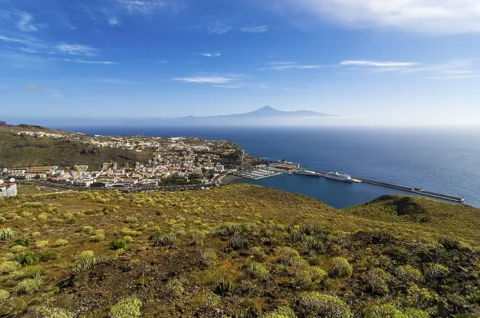 Framed Print : Town of San Sebastian, Mount Teide or Pico del Teide at back