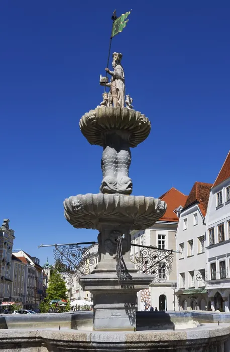 Framed Print : Town square with Leopoldi fountain