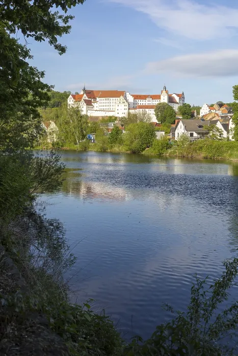 Framed Print : Town view with castle and Zwickauer Mulde