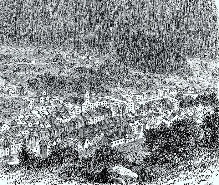 Framed Print : Town of Wildbad in 1878, Baden-Wuerttemberg