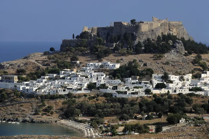 Framed Print : Townscape of Lindos in Rhodes, Greece, Europe