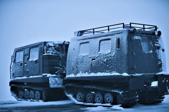 Framed Print : Tracked vehicle with trailer, Hardanger Vidda Framed Print : Tracked vehicle with trailer, Hardanger Vidda