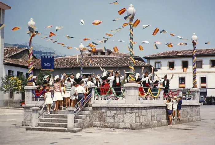 Framed Print : Traditional Asturian folk dance group from Gijon performing in a village, Asturias, northern Spain 1959 Framed Print : Traditional Asturian folk dance group from Gijon performing in a village, Asturias, northern Spain 1959