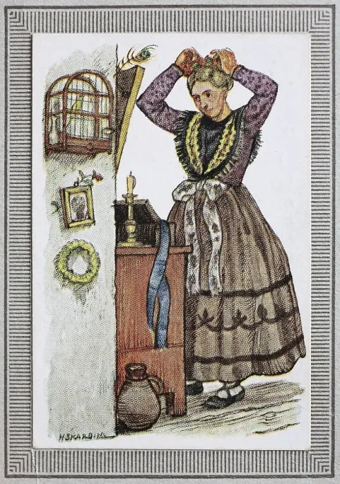 Framed Print : Traditional costumes in Germany in the 19th century