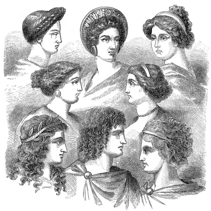 Framed Print : Traditional hairstyles in ancient Greece