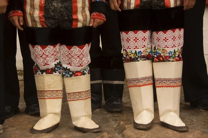 Framed Print : Traditional Kamik boots of the Inuit