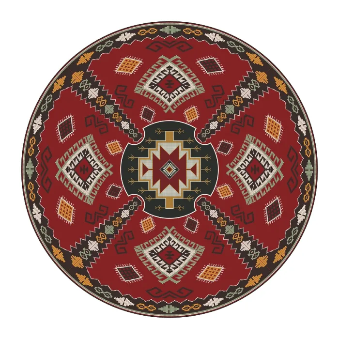 Framed Print : Traditional Kilim round decorative element Framed Print : Traditional Kilim round decorative element