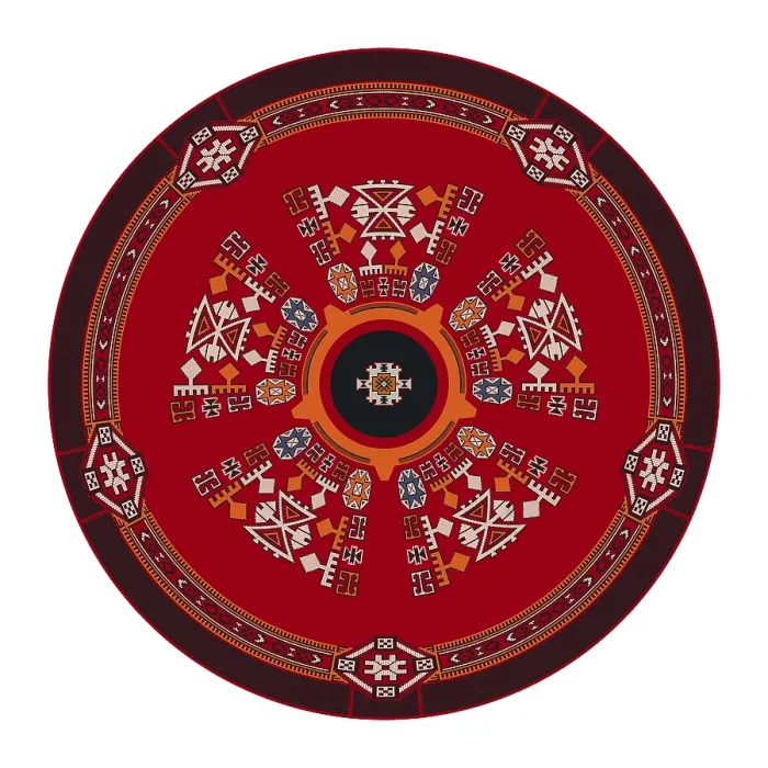 Framed Print : Traditional Kilim round decorative element